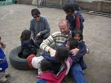 Playing with children from la Esperanza