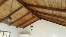 The wood ceiling